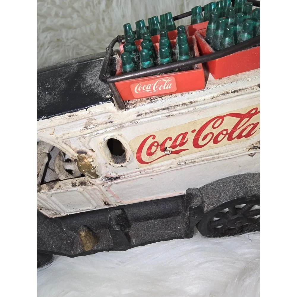 Vintage Coca-Cola Cast Iron Delivery Truck, Red & White—Rare w/ Crates HEAVY!